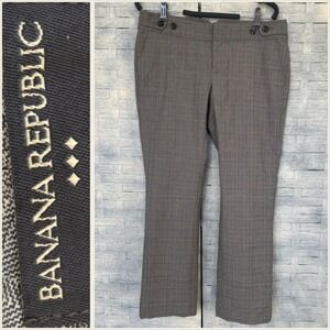 Banana Republic Women's Gray Plaid Career Pants Size 8 Stretch Wool Blend